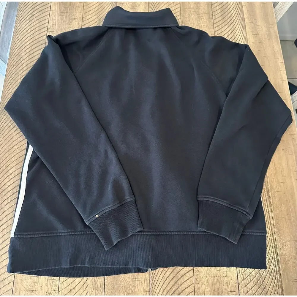 Adidas Men's Full Zip Track Jacket Black White 3 Stripes Mock Neck Size Medium
